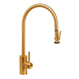 Waterstone Contemporary Extended Reach PLP Pulldown Faucet – Lever Sprayer – Classic Bronze