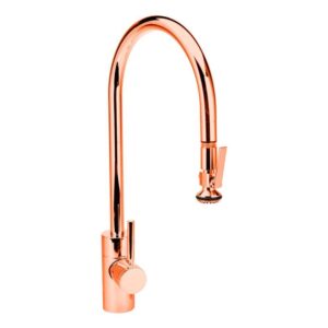 Waterstone Contemporary Extended Reach PLP Pulldown Faucet – Lever Sprayer – Polished Copper