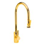Waterstone Contemporary Extended Reach PLP Pulldown Faucet - Lever Sprayer - Polished Gold