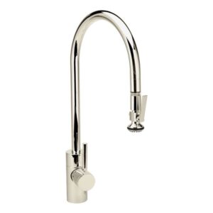 Waterstone Contemporary Extended Reach PLP Pulldown Faucet – Lever Sprayer – Polished Nickel