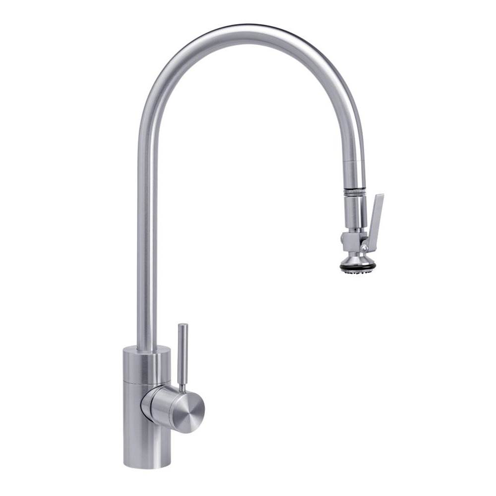 Waterstone Contemporary Extended Reach PLP Pulldown Faucet - Lever Sprayer - Satin Chrome