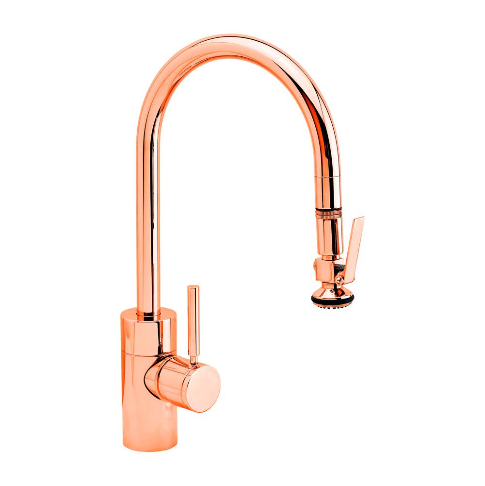 Waterstone Contemporary PLP Pulldown Faucet - Lever Sprayer - Polished Copper