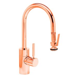 Waterstone Contemporary Prep Size PLP Pulldown Faucet – Lever Sprayer – Polished Copper