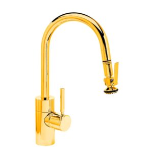 Waterstone Contemporary Prep Size PLP Pulldown Faucet – Lever Sprayer – Polished Gold