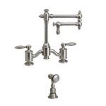 Waterstone Towson Bridge Faucet - 12'' Articulated Spout - Lever Handles - Classic Bronze