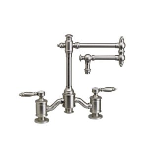 Waterstone Towson Bridge Faucet – 12” Articulated Spout – Lever Handles – American Bronze