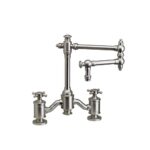 Waterstone Towson Bridge Faucet - 18'' Articulated Spout - Cross Handles - Chocolate Bronze