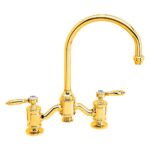 Waterstone Hampton Bridge Faucet - Lever Handles - Polished Gold