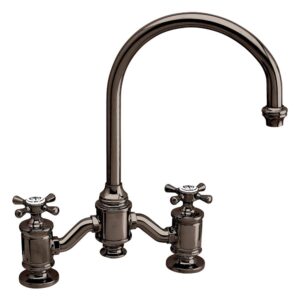 Waterstone Hampton Bridge Faucet – Cross Handles – Black Nickel