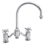 Waterstone Hampton Bridge Faucet - Cross Handles - Satin Brass