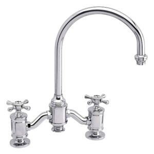 Waterstone Hampton Bridge Faucet – Cross Handles – Chrome