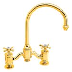 Waterstone Hampton Bridge Faucet - Cross Handles - Polished Gold