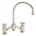 Waterstone Hampton Bridge Faucet - Cross Handles - Polished Nickel