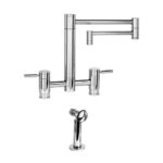 Waterstone Hunley Bridge Faucet - 18'' Articulated Spout - Classic Bronze