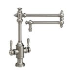 Waterstone Towson Two Handle Kitchen Faucet - 18'' Articulated Spout - Unlacquered Polished Brass