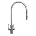 Waterstone Industrial 2 Handle Pull-Down Kitchen Faucet Ext. Reach, Toggle Sprayer - Matte Black