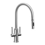 Waterstone Industrial 2 Handle Pull-Down Kitchen Faucet, Toggle Sprayer - Black Nickel