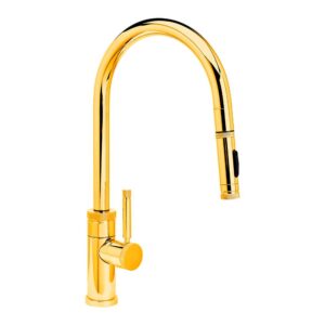 Waterstone Industrial PLP Pulldown Faucet – Toggle Sprayer – Angled Spout – Polished Gold