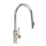 Waterstone Industrial PLP Pulldown Faucet - Toggle Sprayer - Angled Spout - Unlacquered Polished Brass