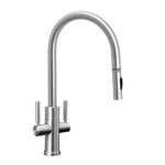Waterstone Modern 2 Handle Plp Pulldown Faucet - Angled Spout - Toggle Sprayer - Satin Chrome