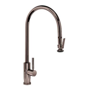 Waterstone Modern Extended Reach PLP Pulldown Faucet – Lever Sprayer – Black Nickel
