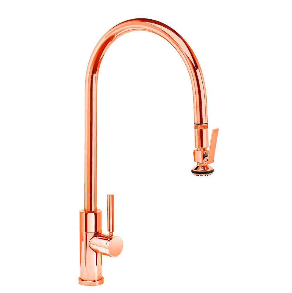 Waterstone Modern Extended Reach PLP Pulldown Faucet - Lever Sprayer - Polished Copper