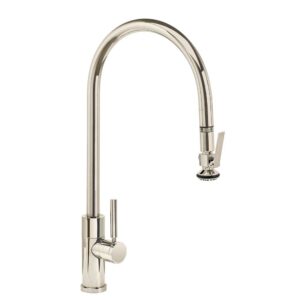 Waterstone Modern Extended Reach PLP Pulldown Faucet – Lever Sprayer – Polished Nickel