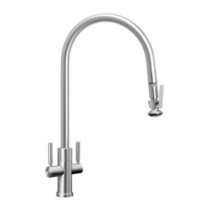 Waterstone Modern Extended Reach 2 Handle Plp Pulldown Faucet – Lever Sprayer – American Bronze