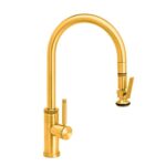 Waterstone Industrial PLP Pulldown Faucet - Lever Sprayer - Satin Gold