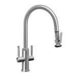 Waterstone Industrial 2 Handle Pull-Down Kitchen Faucet, Lever Spray, Angled Spout, Lever Handle - Matte Black