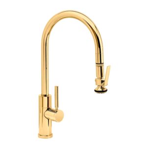 Waterstone Modern PLP Pulldown Faucet – Lever Sprayer – Polished Brass