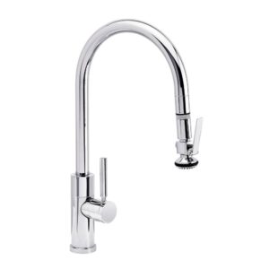Waterstone Modern PLP Pulldown Faucet – Lever Sprayer – Angled Spout – Chrome