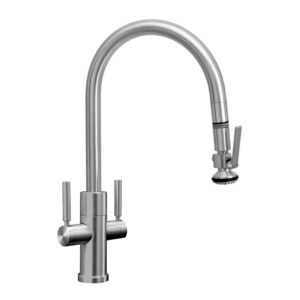 Waterstone Modern 2 Handle Plp Pulldown Faucet – Angled Spout – Lever Sprayer – American Bronze