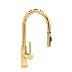 Waterstone Industrial PLP Pulldown Faucet – Toggle Sprayer – Polished Brass