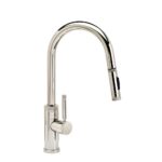 Waterstone Industrial Prep Size PLP Pulldown Faucet - Toggle Sprayer - Angled Spout - Unlacquered Polished Brass