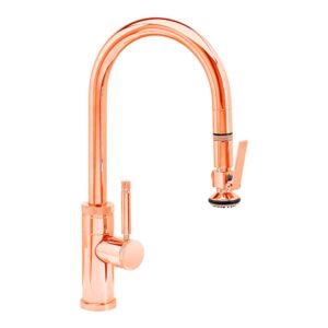 Waterstone Industrial Prep Size PLP Pulldown Faucet – Lever Sprayer – Polished Copper