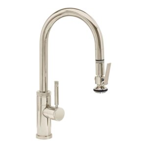 Waterstone Industrial Prep Size PLP Pulldown Faucet – Lever Sprayer – Polished Nickel