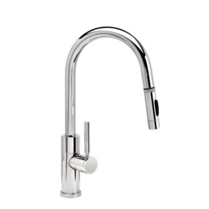 Waterstone Modern Prep Size PLP Pulldown Faucet – Toggle Sprayer – Angled Spout – Satin Brass