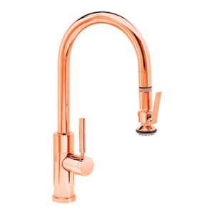 Waterstone Modern Prep Size PLP Pulldown Faucet – Lever Sprayer – Polished Copper