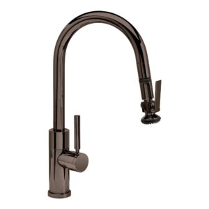Waterstone Modern Prep Size PLP Pulldown Faucet – Lever Sprayer – Angled Spout – Black Nickel