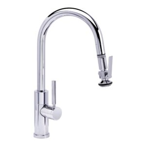 Waterstone Modern Prep Size PLP Pulldown Faucet – Lever Sprayer – Angled Spout – Chrome