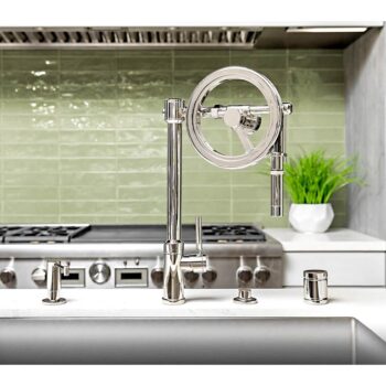 Waterstone Endeavor Wheel Pulldown Faucet - Toggle Sprayer - Antique Brass - Image 3