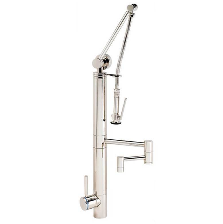 Waterstone Contemporary Gantry Pulldown Faucet - 12'' Articulated Spout - Graphite