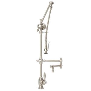 Waterstone Traditional Gantry Pulldown Faucet – 12” Articulated Spout – Graphite
