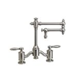 Waterstone Towson Bridge Faucet - 18'' Articulated Spout - Lever Handles - Graphite
