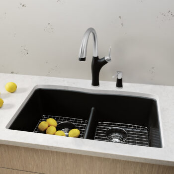 Blanco Diamond SILGRANIT 32" 50/50 Double Bowl Undermount Kitchen Sink with Low Divide - Anthracite - Image 2