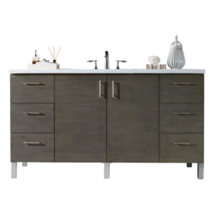 Metropolitan 60" Single Vanity, Silver Oak