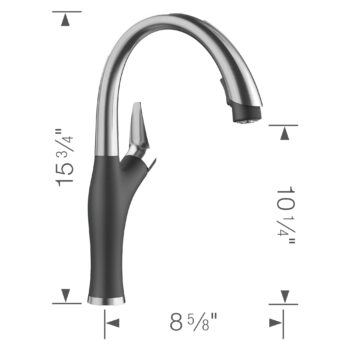 Blanco Artona Pull-Down Dual-Spray Kitchen Faucet 1.5 GPM - PVD Steel/Anthracite - Image 12