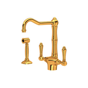 ROHL Acqui® Two Handle Kitchen Faucet With Side Spray In Italian Brass