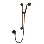 ROHL Handshower Set With 22" Slide Bar and Single Function Handshower In Tuscan Brass